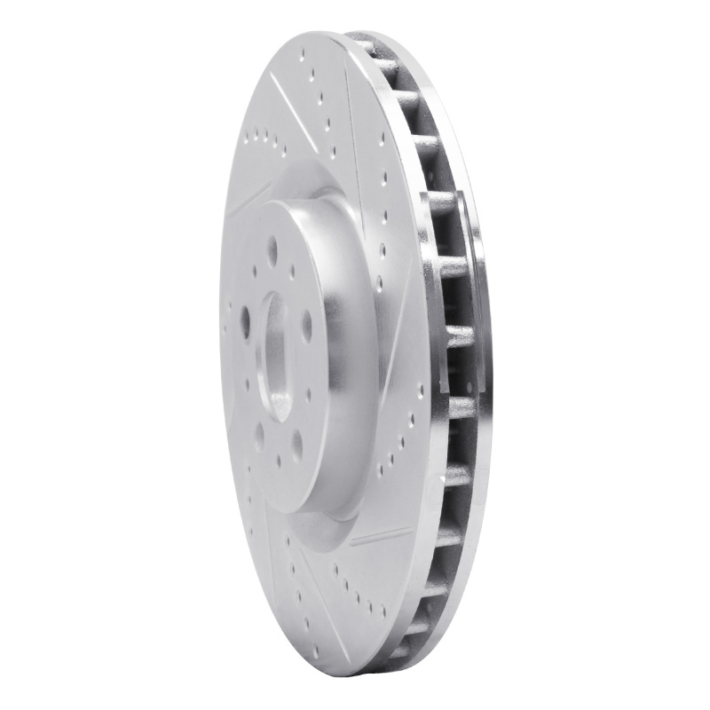 Volvo V70 Brake Rotor (1) - Front Right - R1 Concepts - Drilled & Slotted - Silver - `04-`07